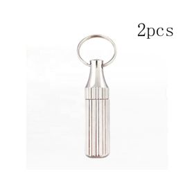 2PCS Stainless Steel Mini Pocket Knife - Leaf-Shaped Portable Capsule Knife With Keychain, Handcrafted Wooden Handle For Outdoor Camping, Fishing (Option: silver)